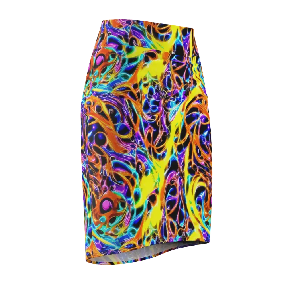 Neon Molten on Pencil Skirt — Front Side