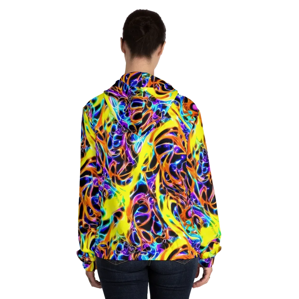 Neon Molten on Women's Full-Zip Hoodie — Back On Person