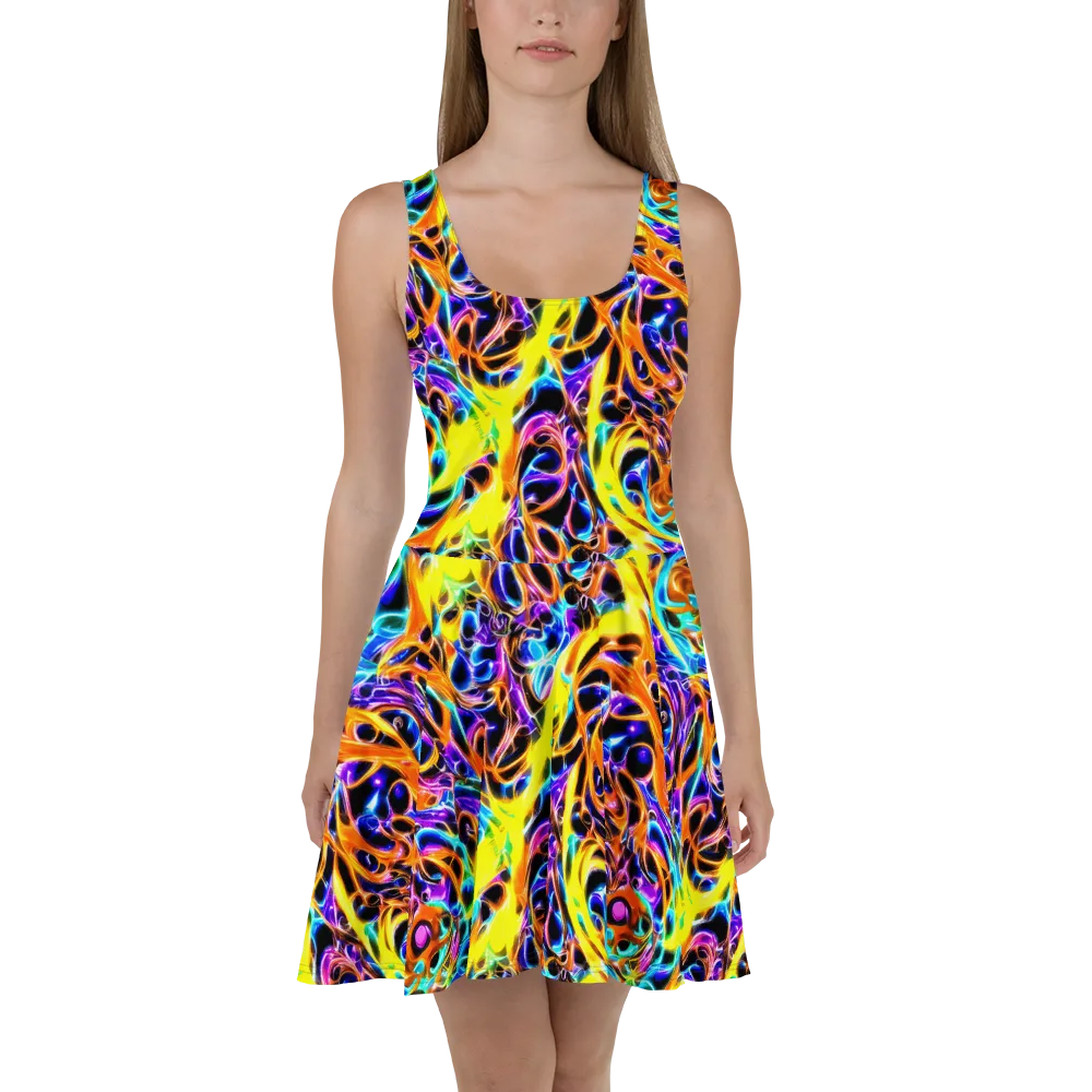 Neon Molten on Skater Dress — Front