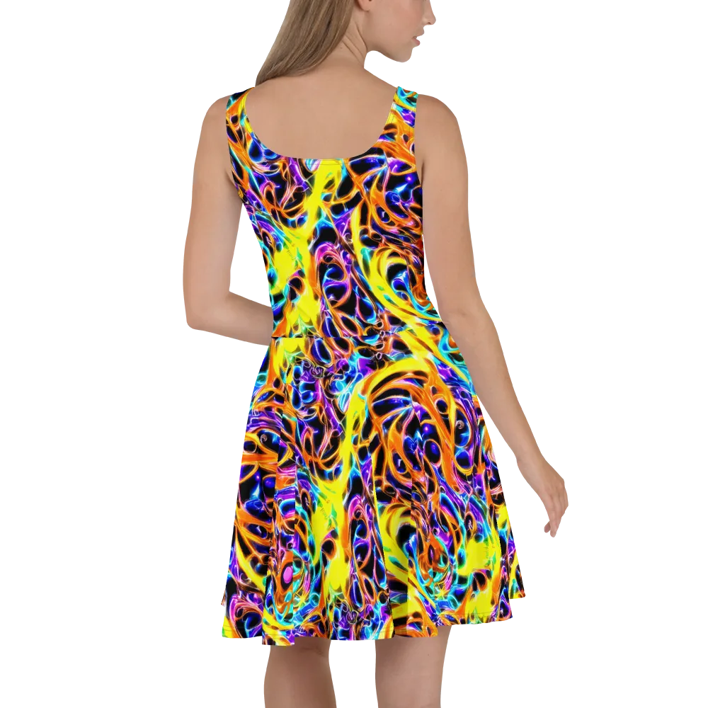 Neon Molten on Skater Dress — Back