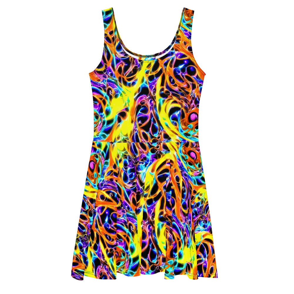 Neon Molten on Skater Dress — Front