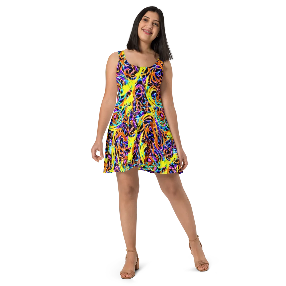 Neon Molten on Skater Dress — Front