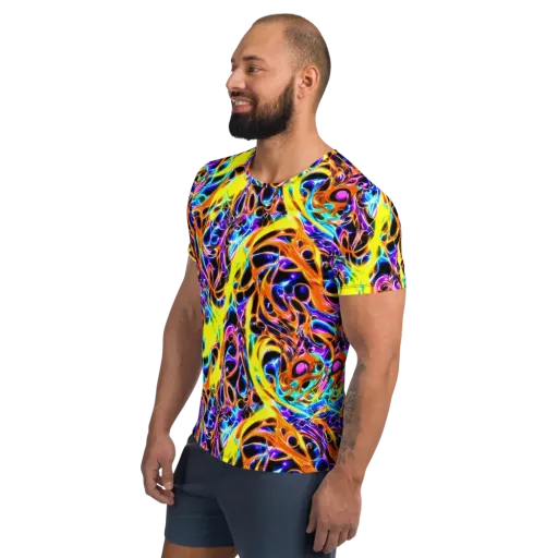 Neon Molten on a Men's Athletic T-Shirt