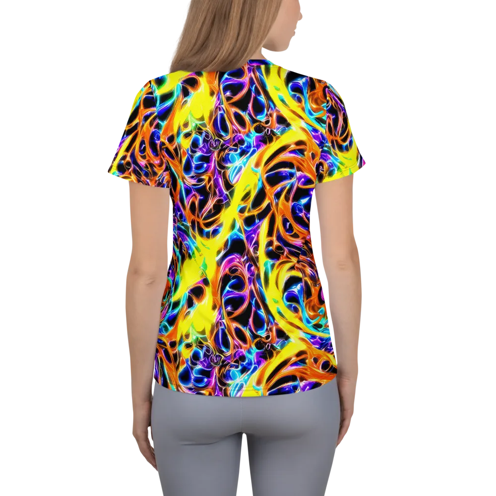 Neon Molten on Women's Athletic T-Shirt — Back