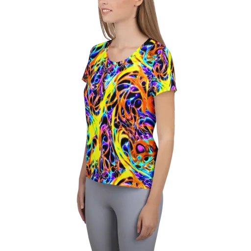 Neon Molten on a Women's Athletic T-Shirt