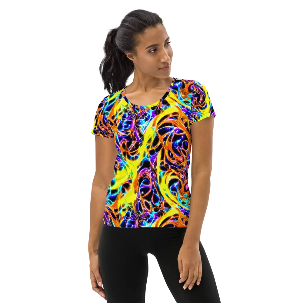 Neon Molten on Women's Athletic T-Shirt — Front