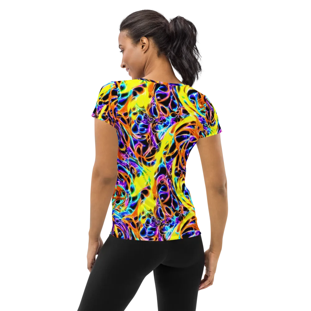 Neon Molten on Women's Athletic T-Shirt — Back