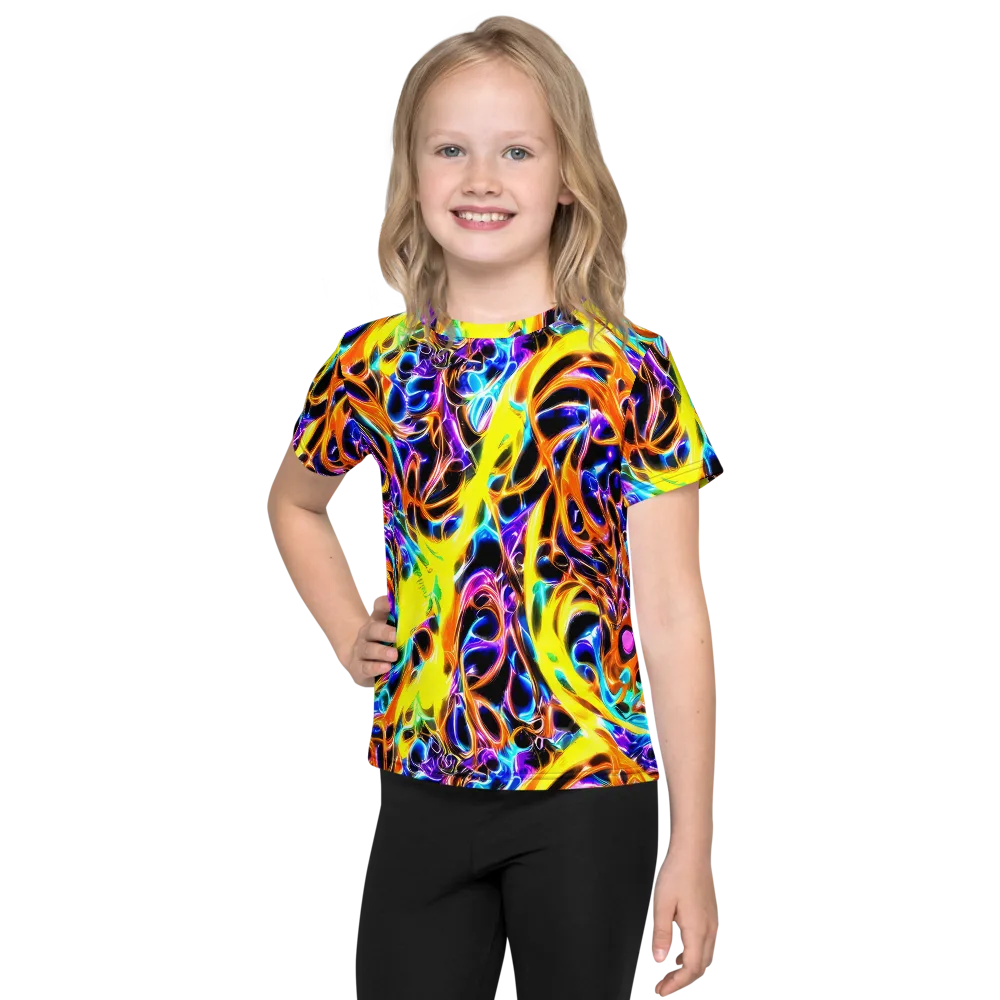 Neon Molten on Kids Crew Neck T-Shirt — Front