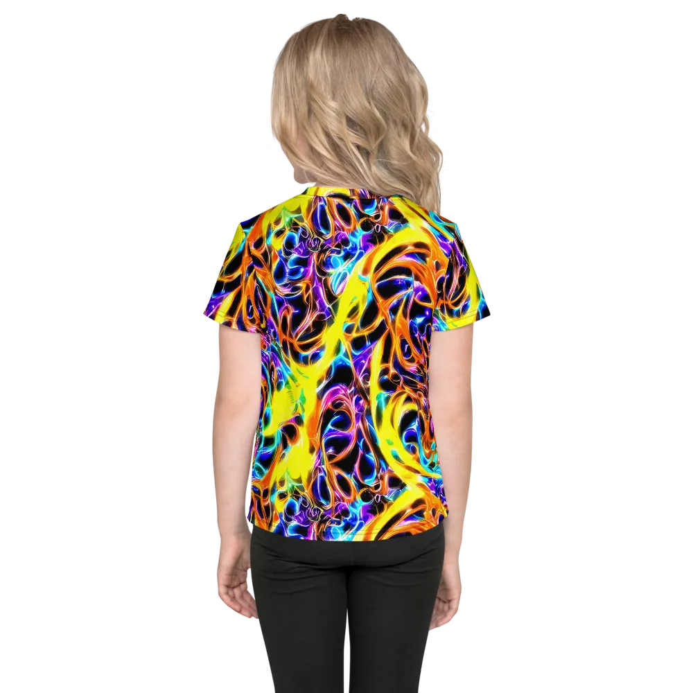Neon Molten on Kids Crew Neck T-Shirt — Back