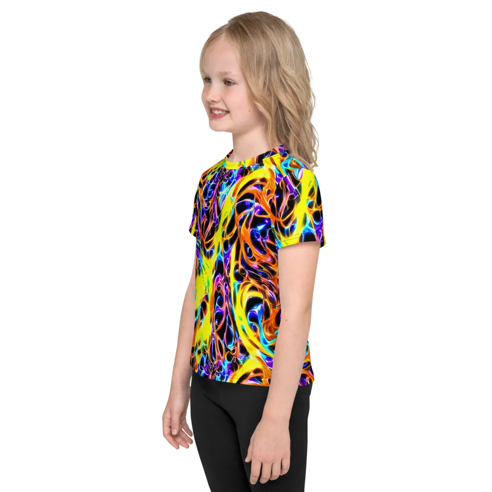 Neon Molten on Kids Crew Neck T-Shirt — Left