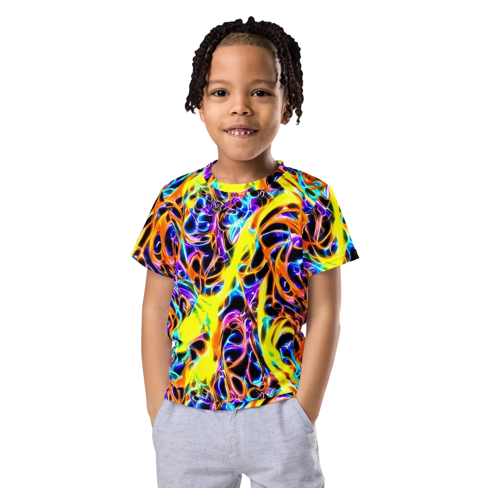 Neon Molten on Kids Crew Neck T-Shirt — Front