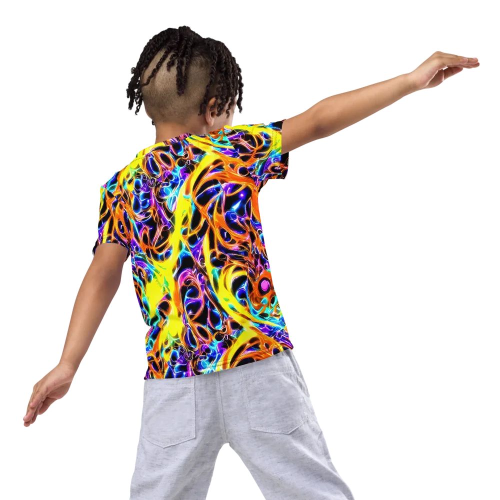 Neon Molten on Kids Crew Neck T-Shirt — Back