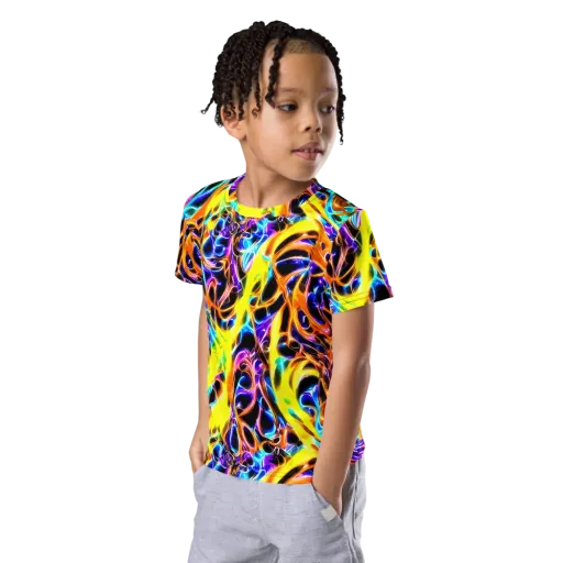 Neon Molten on a Kids Crew Neck T-Shirt