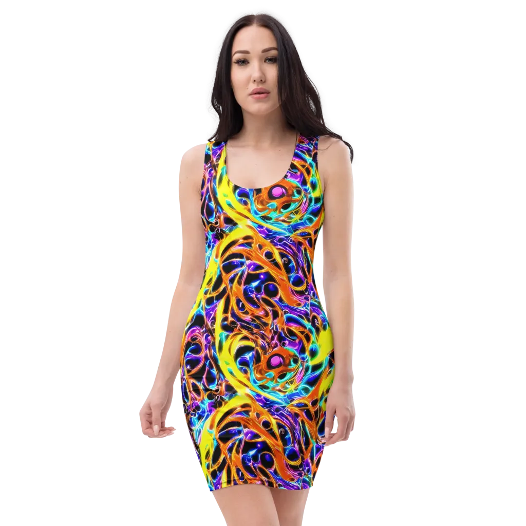 Neon Molten on Bodycon Dress — Front