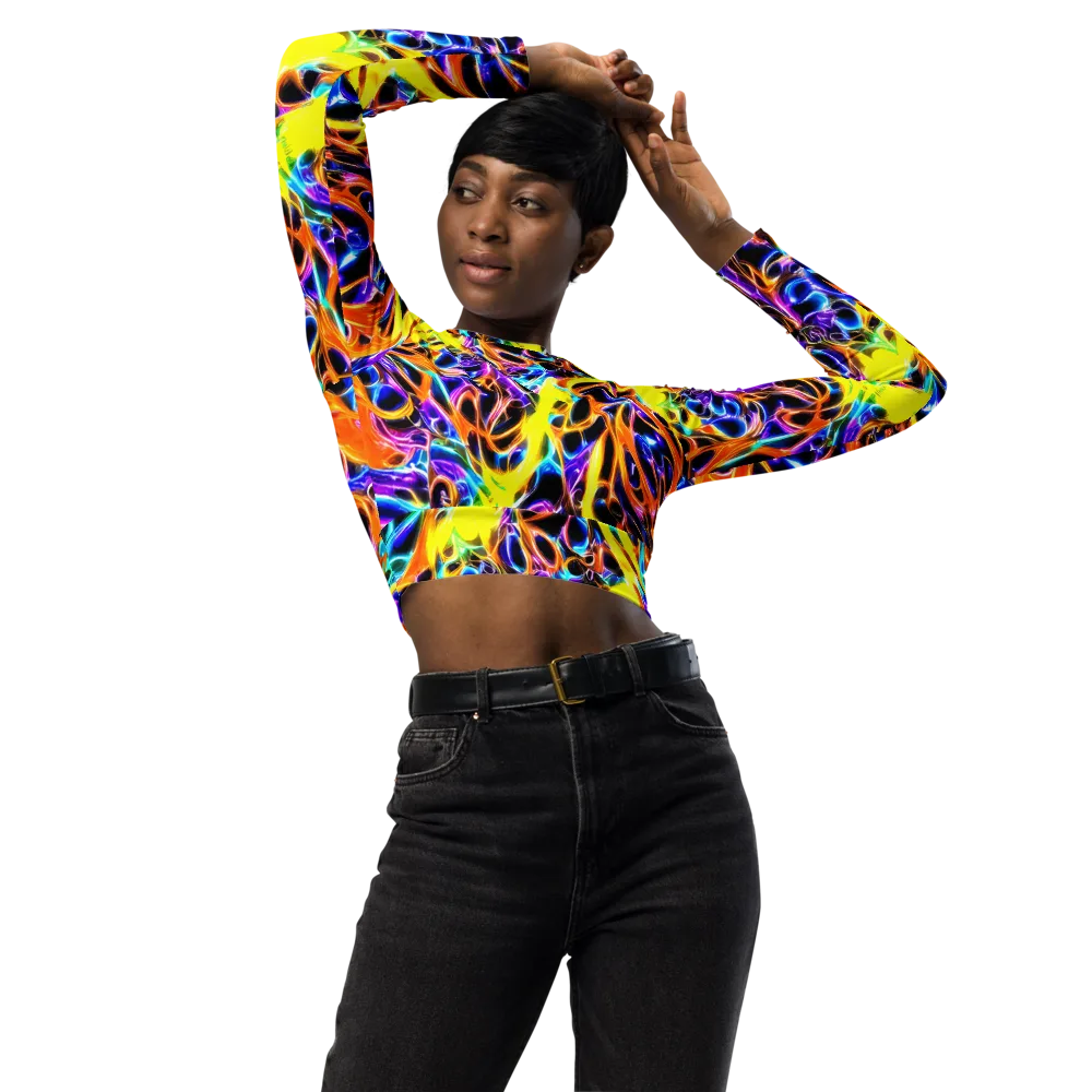 Neon Molten on Long Sleeve Crop Top — Front