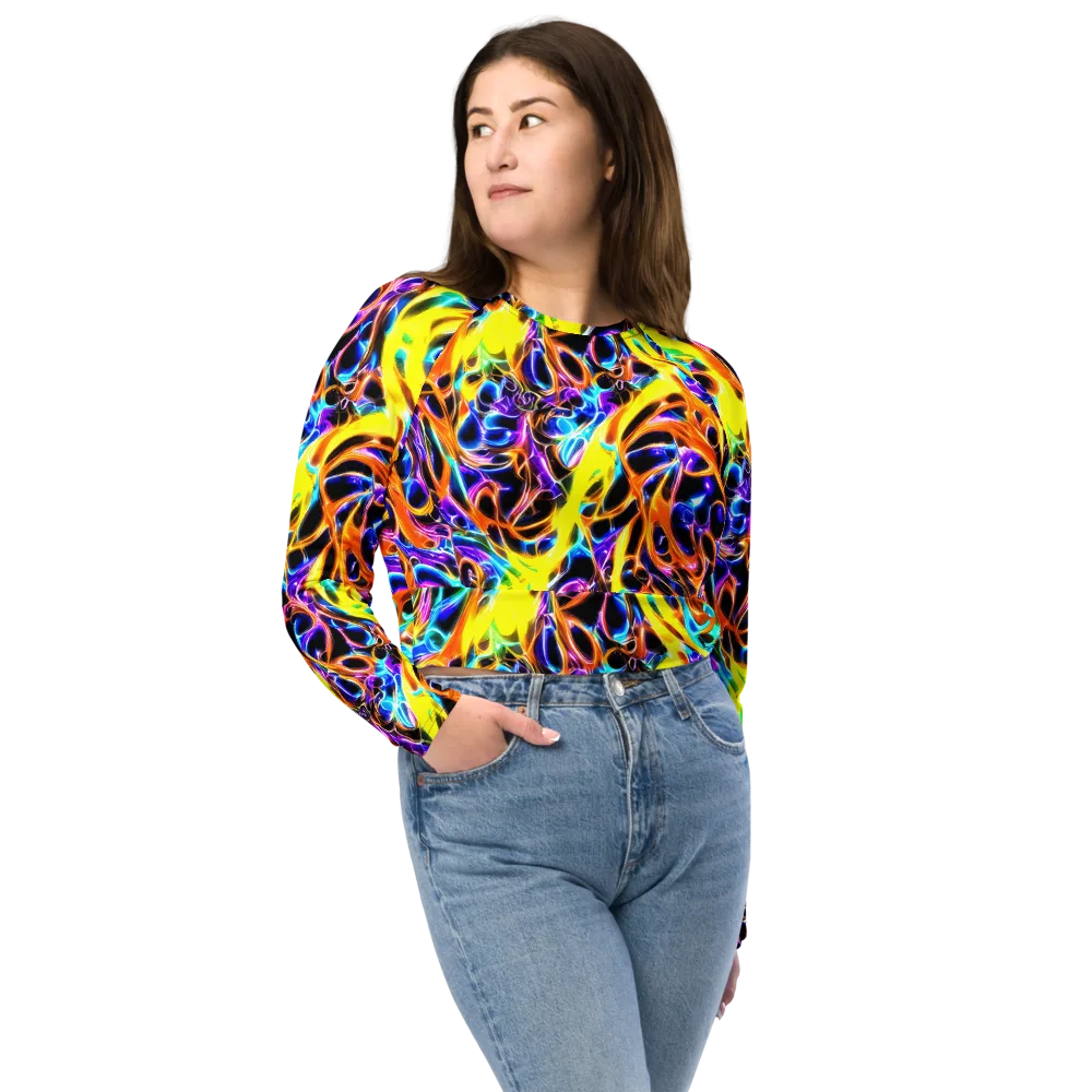 Neon Molten on Long Sleeve Crop Top — Front