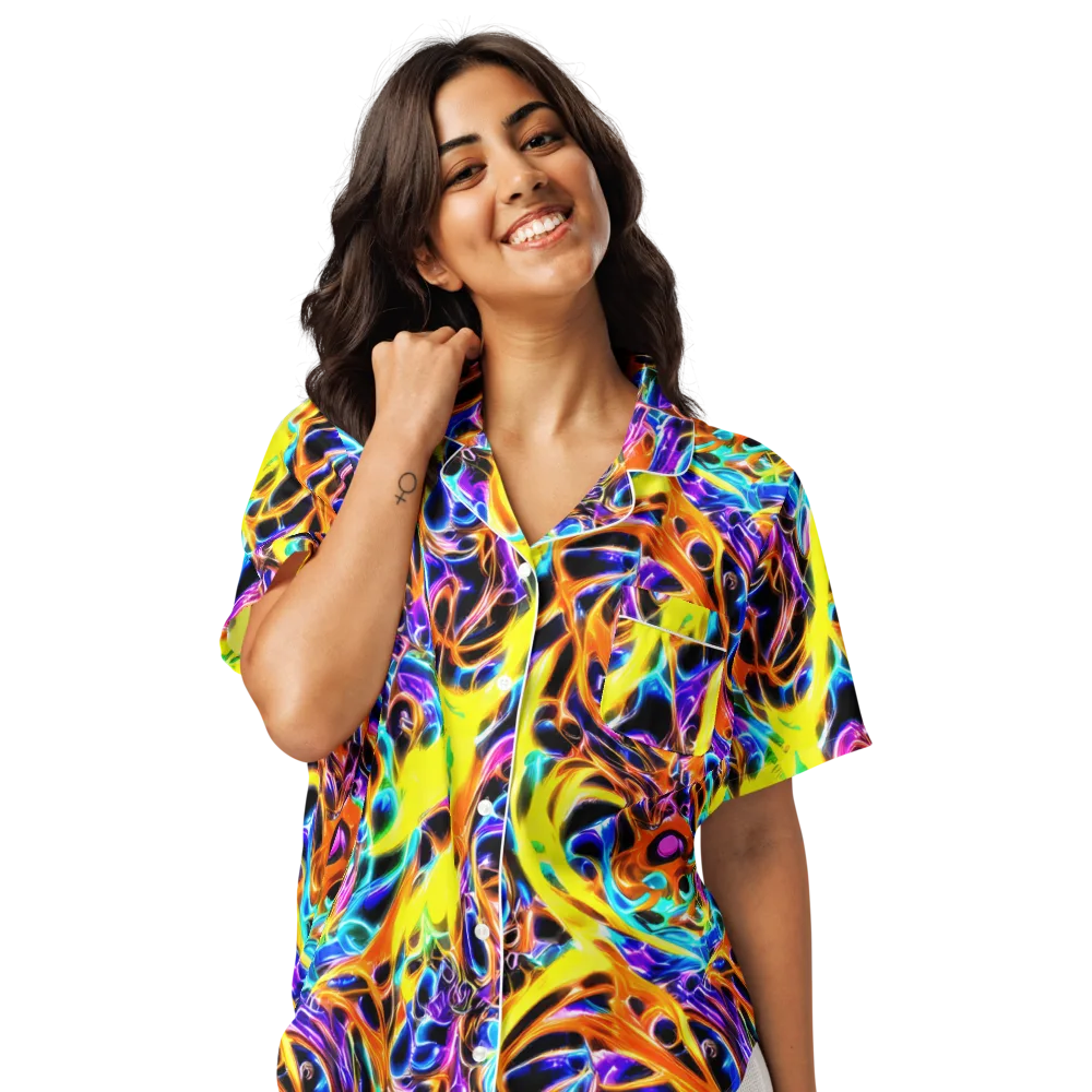 Neon Molten on Women's Short Sleeve Pajama Top — Front
