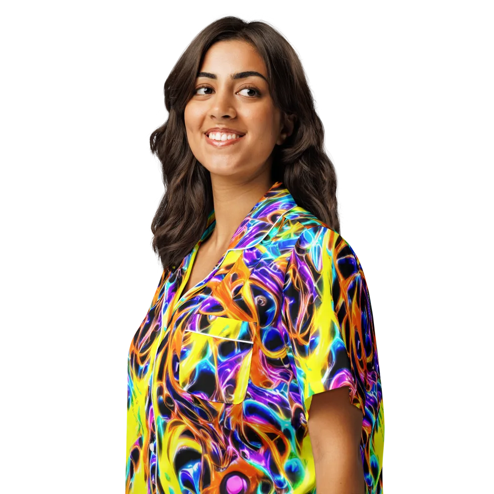 Neon Molten on Women's Short Sleeve Pajama Top — Left Front