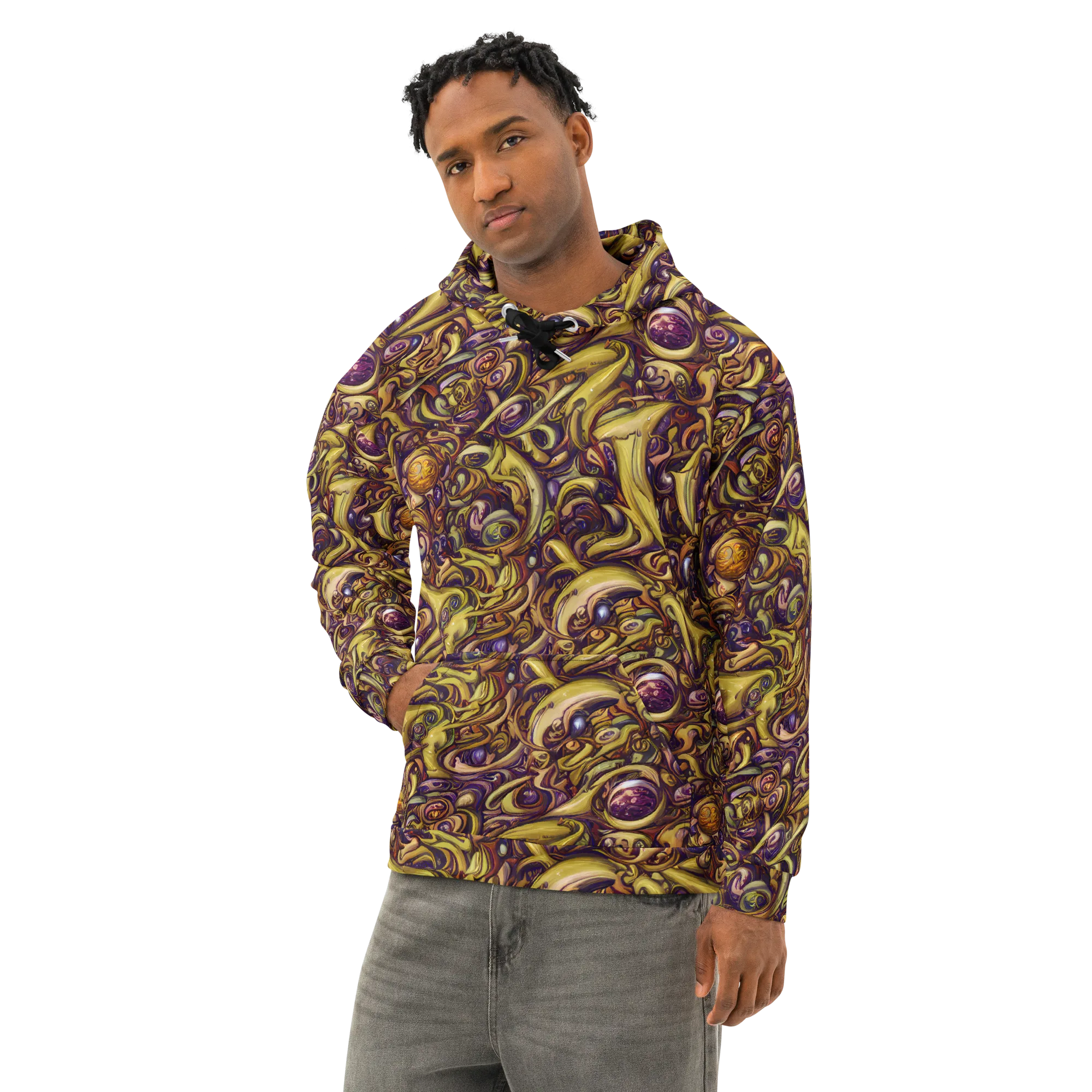 Molten Baroque on Cotton Hoodie — Left Front