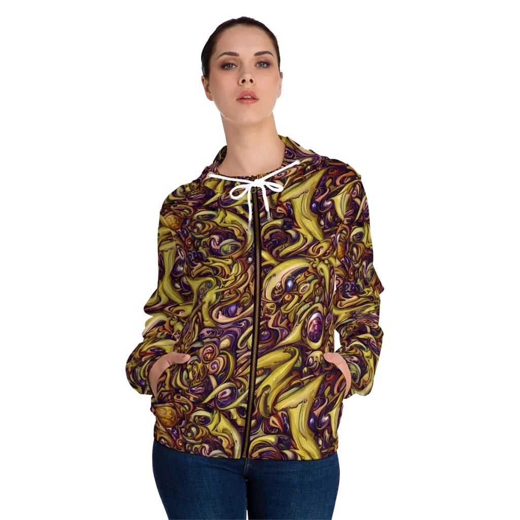 Molten Baroque on Women's Full-Zip Hoodie — Front On Person