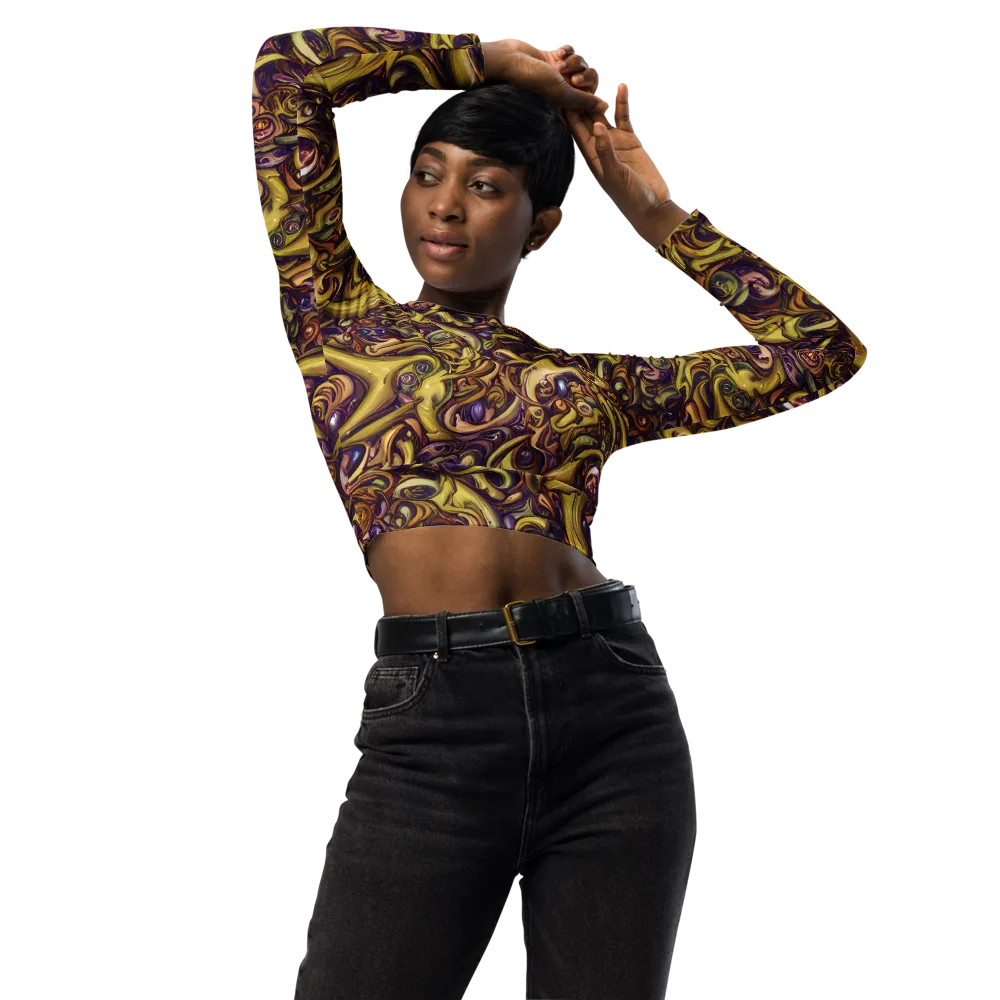 Molten Baroque on Long Sleeve Crop Top — Front