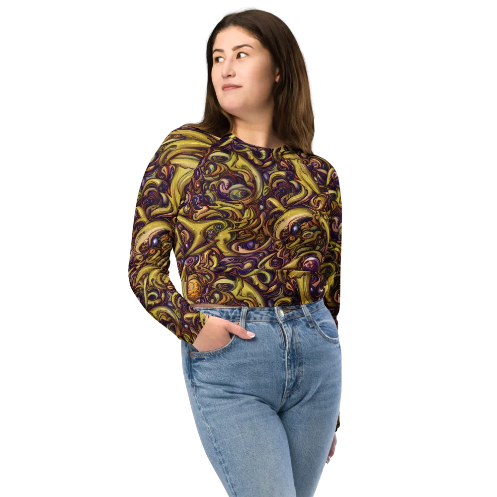 Molten Baroque on Long Sleeve Crop Top — Front