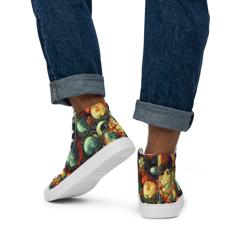 Midnight Mutants on Men's High Top Canvas Shoes — Back