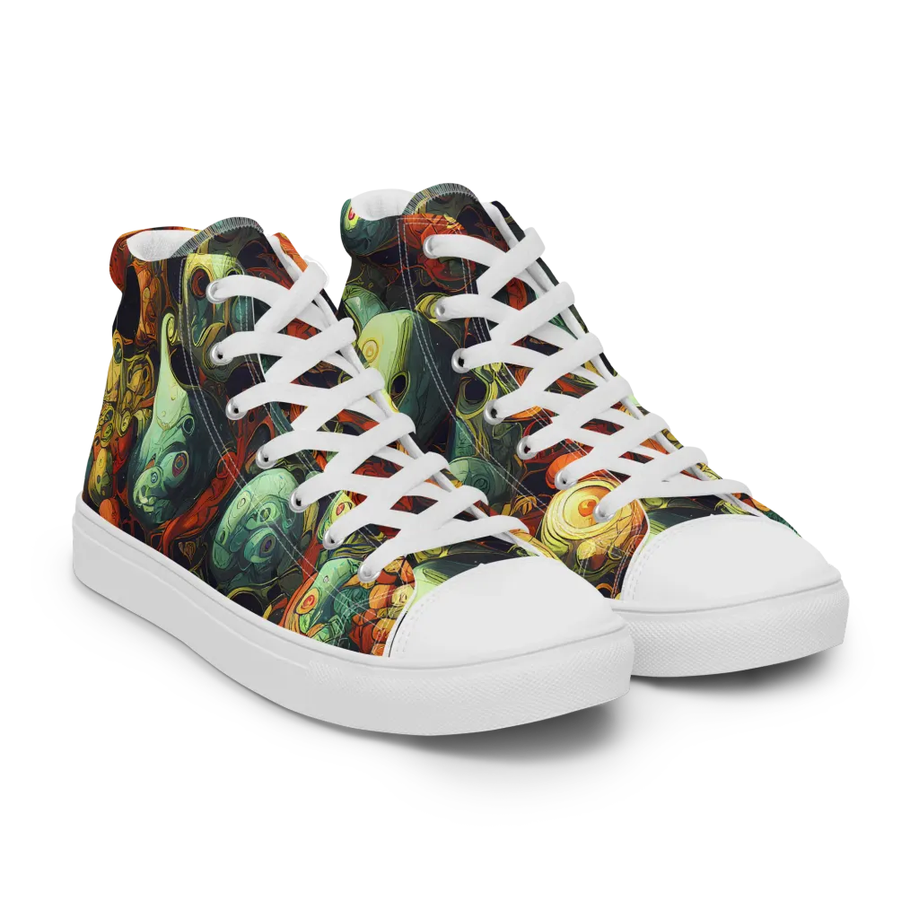 Midnight Mutants on Women's High Top Canvas Shoes — Right Front