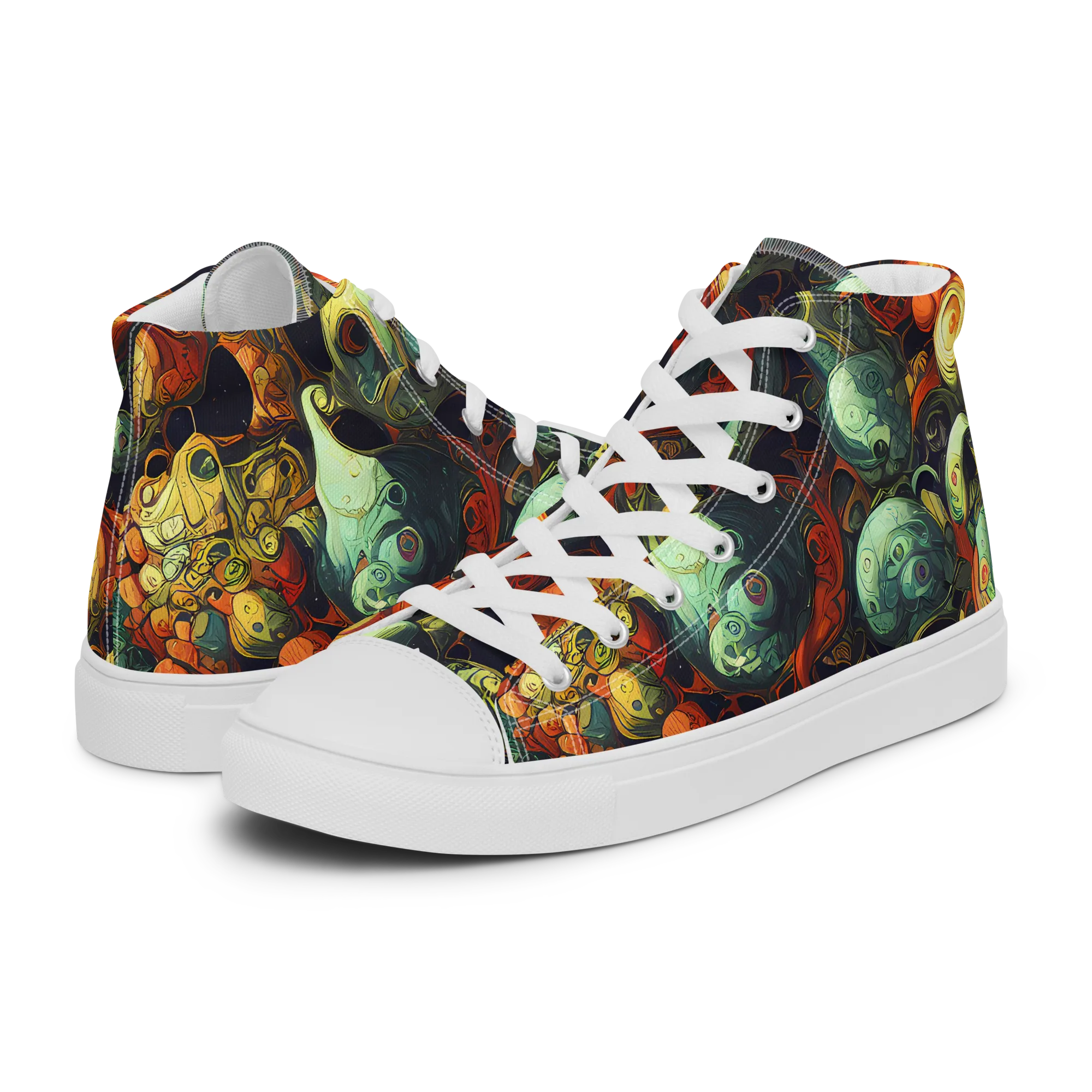 Midnight Mutants on Women's High Top Canvas Shoes — Left