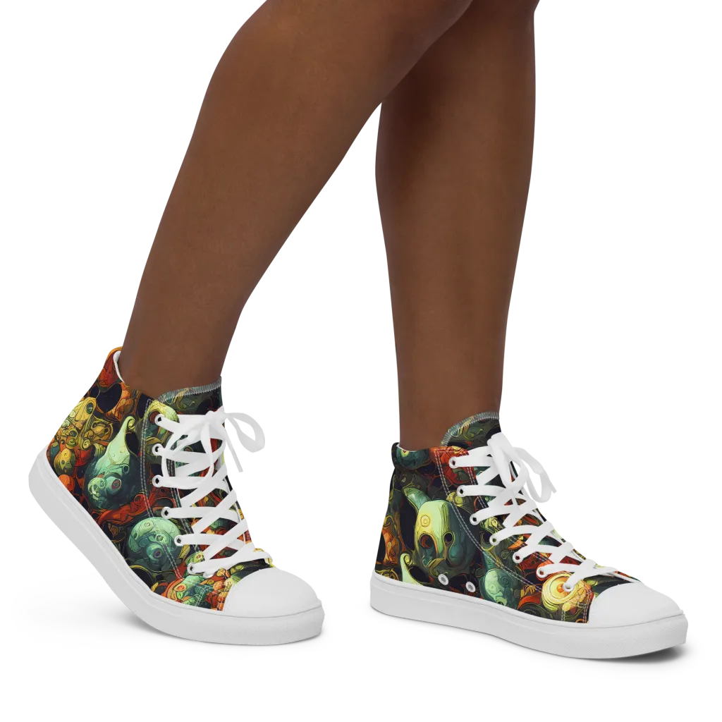Midnight Mutants on Women's High Top Canvas Shoes — Right