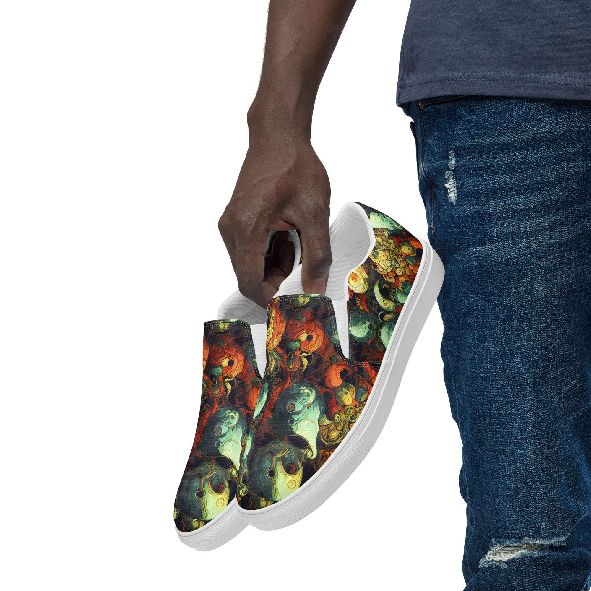 Midnight Mutants on Men's Slip-On Canvas Shoes — Left Front