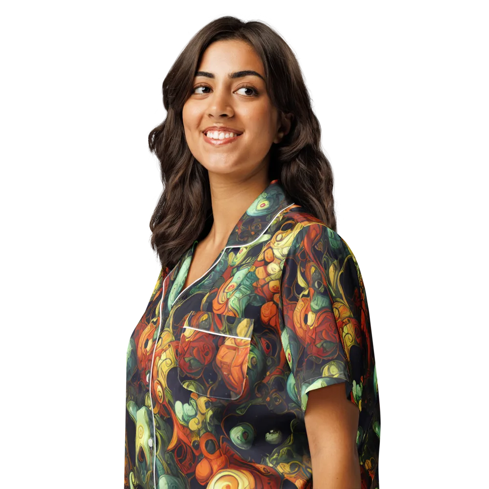 Midnight Mutants on Women's Short Sleeve Pajama Top — Left Front