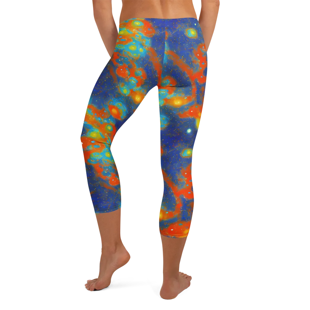 Orbital Bloom on Capri Leggings — Back