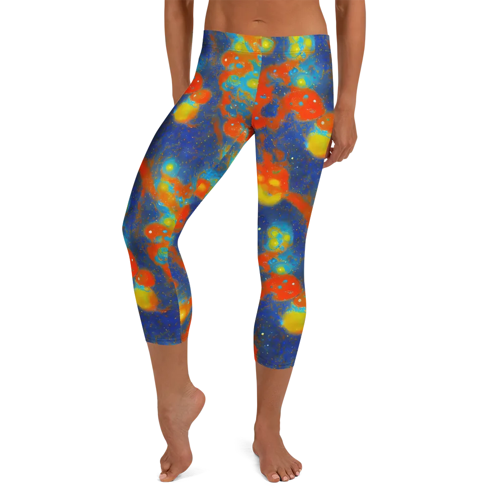 Orbital Bloom on Capri Leggings — Front