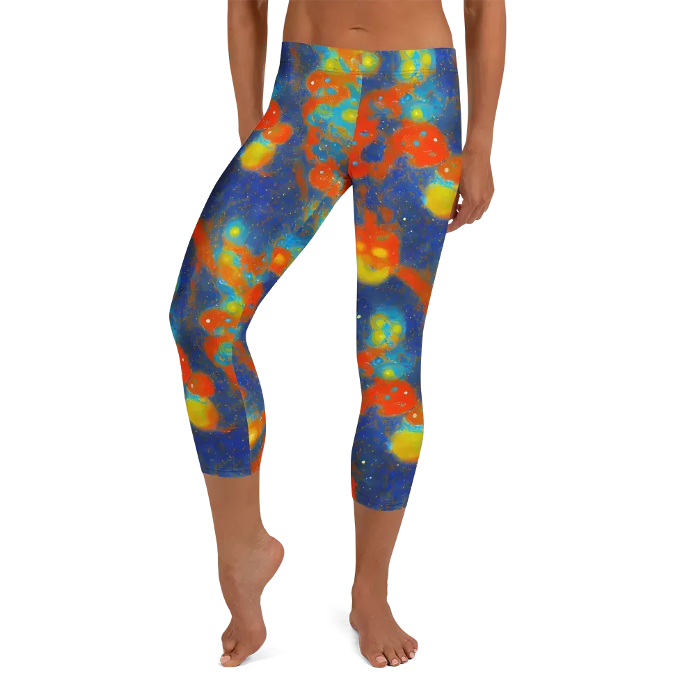 Orbital Bloom on Capri Leggings — Front