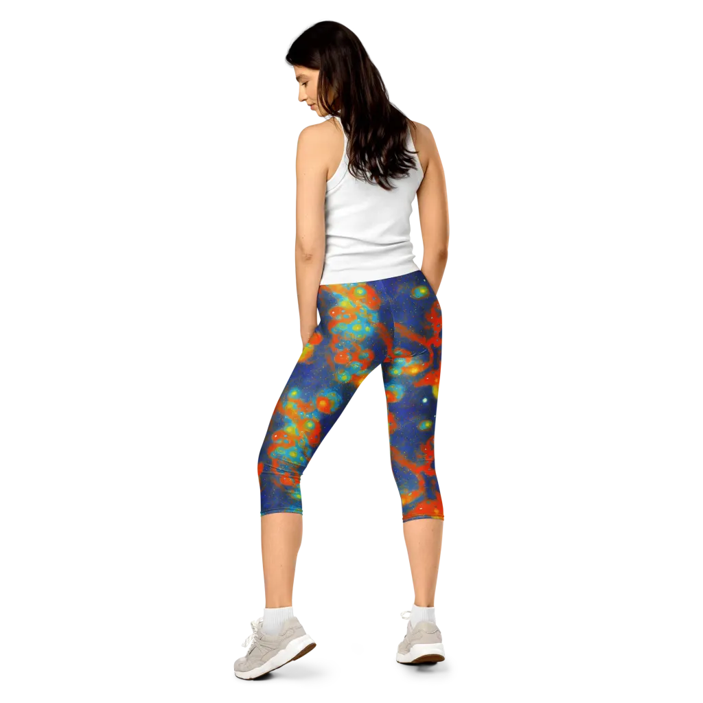 Orbital Bloom on Capri Leggings — Back