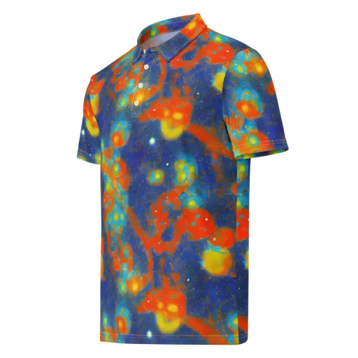 Orbital Bloom on a Men's Slim Fit Polo Shirt