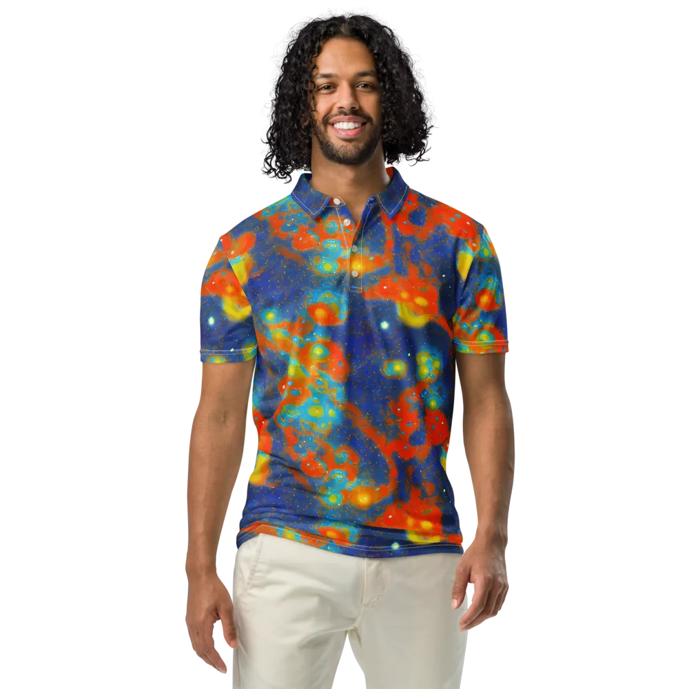 Orbital Bloom on Men's Slim Fit Polo Shirt — Front
