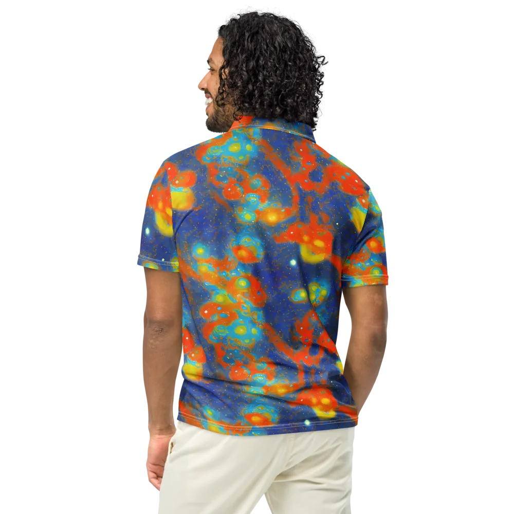 Orbital Bloom on Men's Slim Fit Polo Shirt — Back