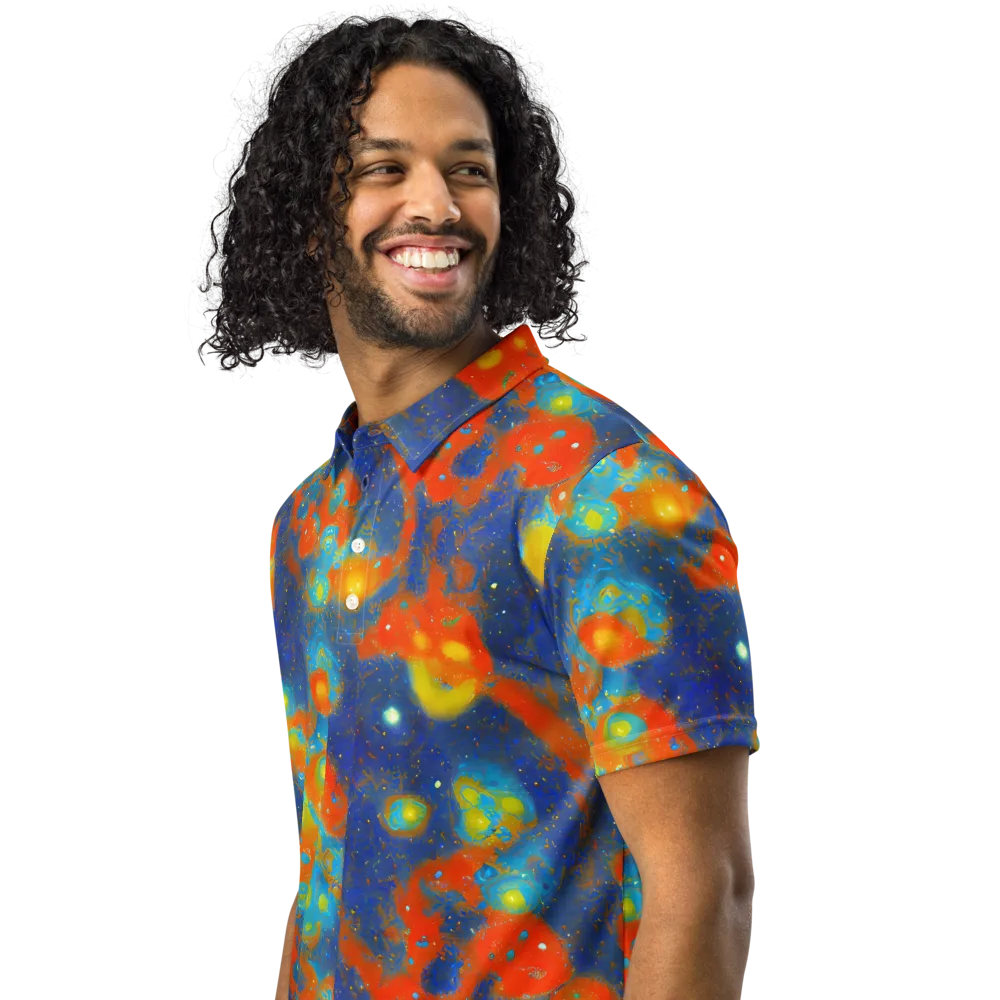 Orbital Bloom on Men's Slim Fit Polo Shirt — Left Front