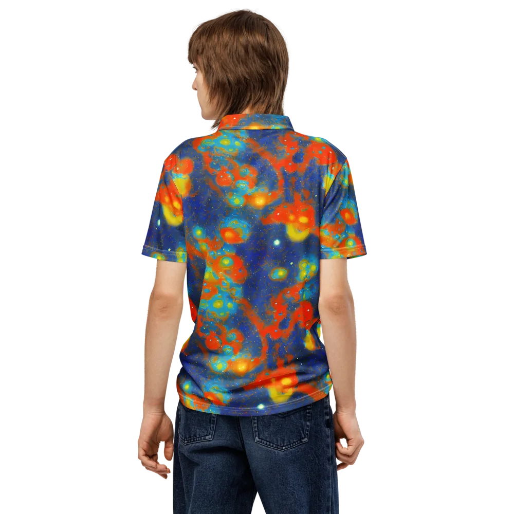 Orbital Bloom on Men's Slim Fit Polo Shirt — Back