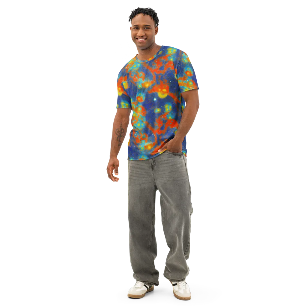 Orbital Bloom on Men's Cotton Crew Neck T-Shirt — Front