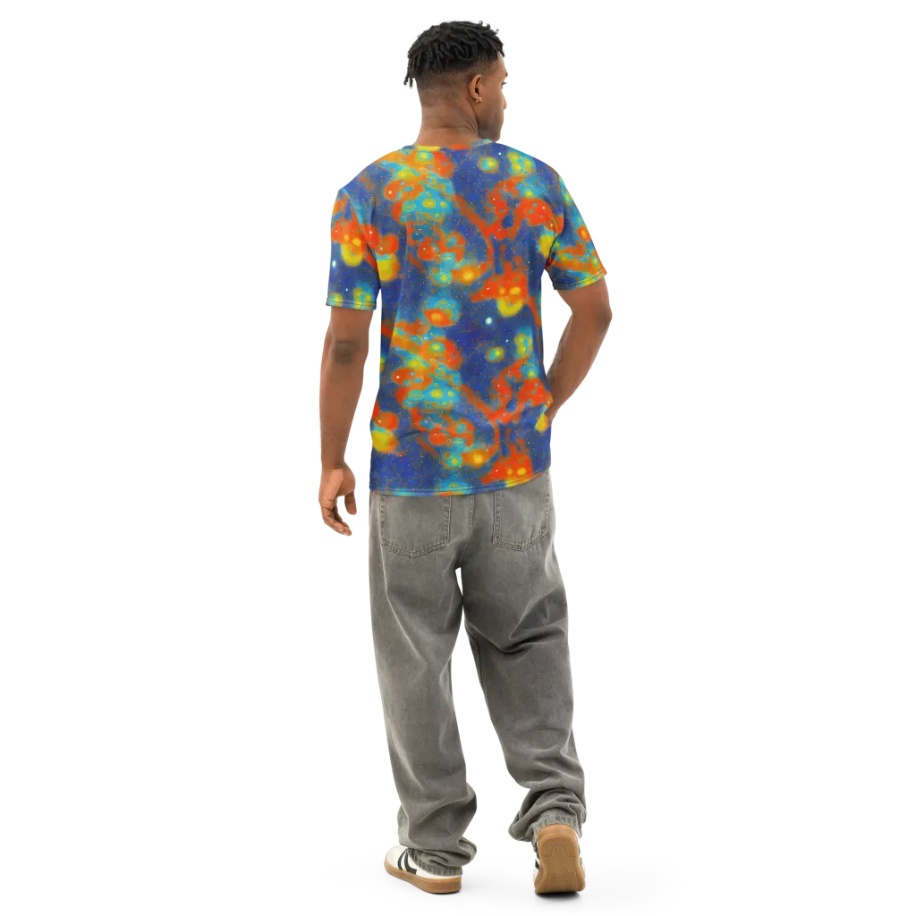 Orbital Bloom on Men's Cotton Crew Neck T-Shirt — Back