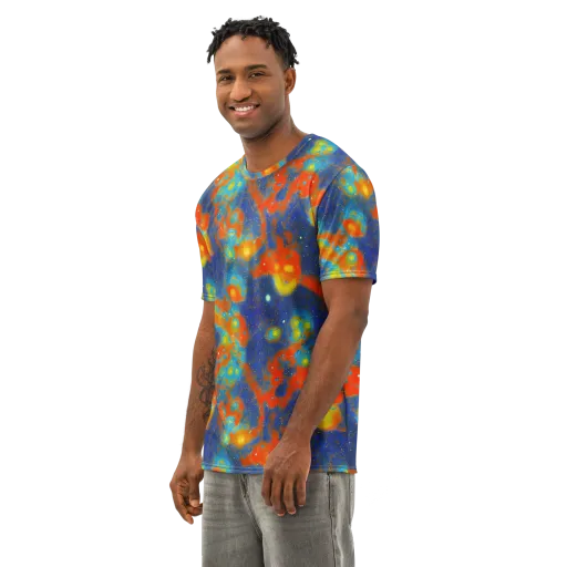 Orbital Bloom on a Men's Cotton Crew Neck T-Shirt