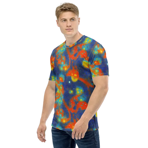 Orbital Bloom on a Men's Crew Neck T-Shirt