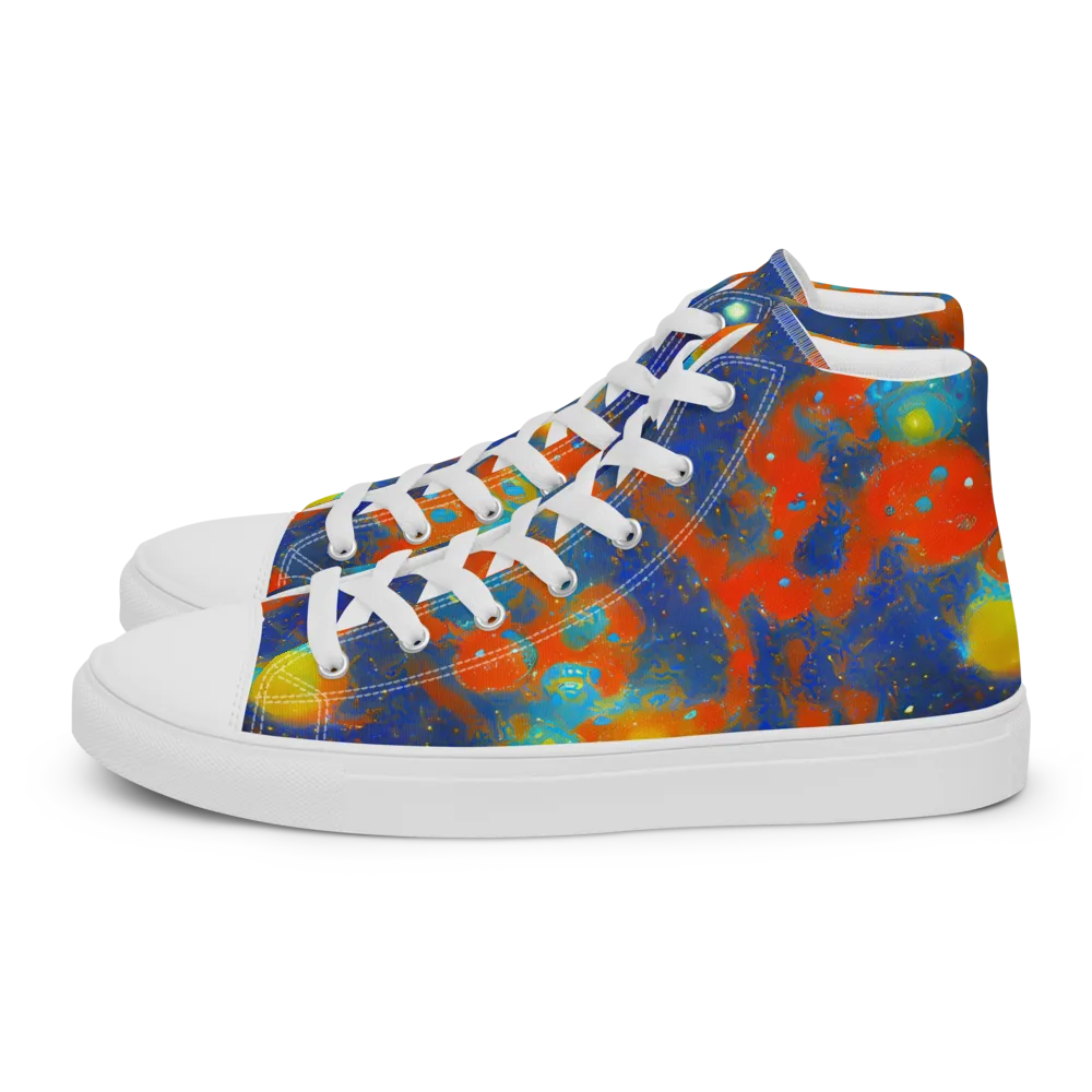 Orbital Bloom on Men's High Top Canvas Shoes — Left