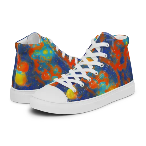 Orbital Bloom on a Men's High Top Canvas Shoes