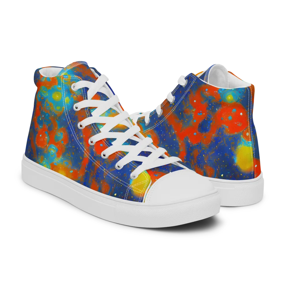 Orbital Bloom on Men's High Top Canvas Shoes — Right