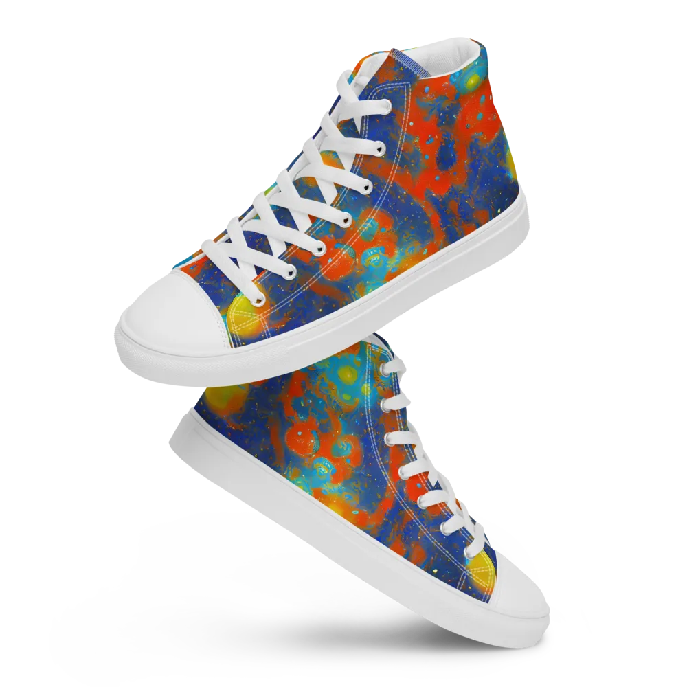 Orbital Bloom on Men's High Top Canvas Shoes — Front