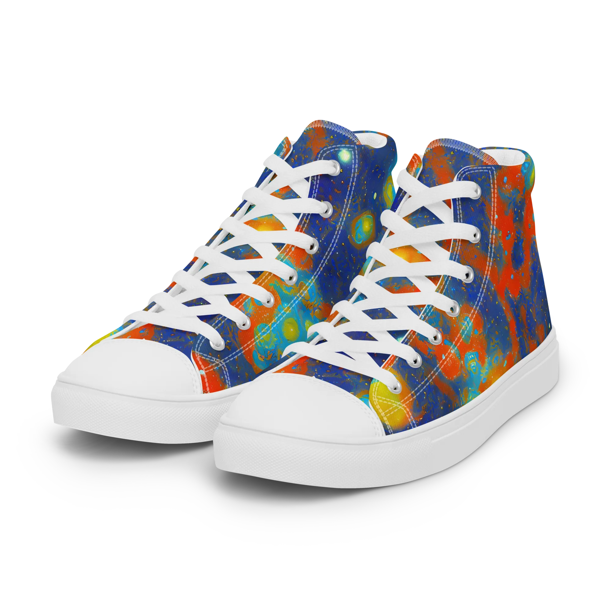 Orbital Bloom on Women's High Top Canvas Shoes — Left Front